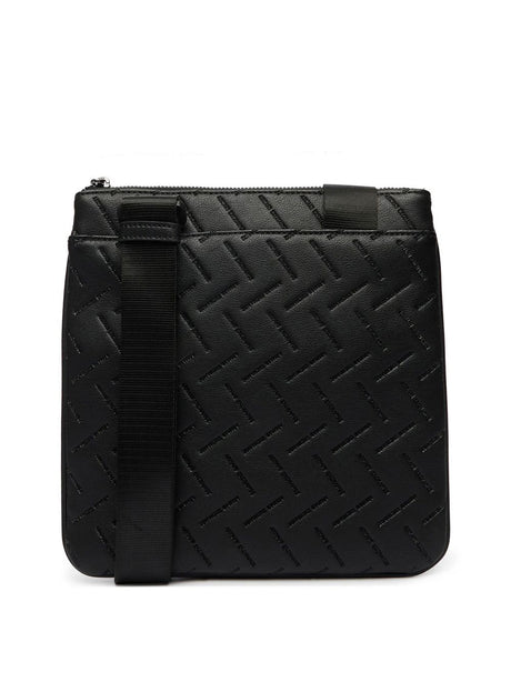 Borsa Tracolla Armani con motivo in rilievo e chiusura con zip Uomo - Nero