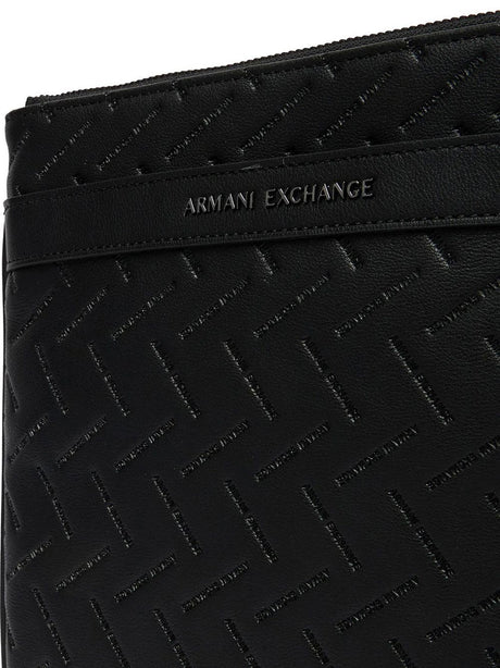 Borsa Tracolla Armani con motivo in rilievo e chiusura con zip Uomo - Nero