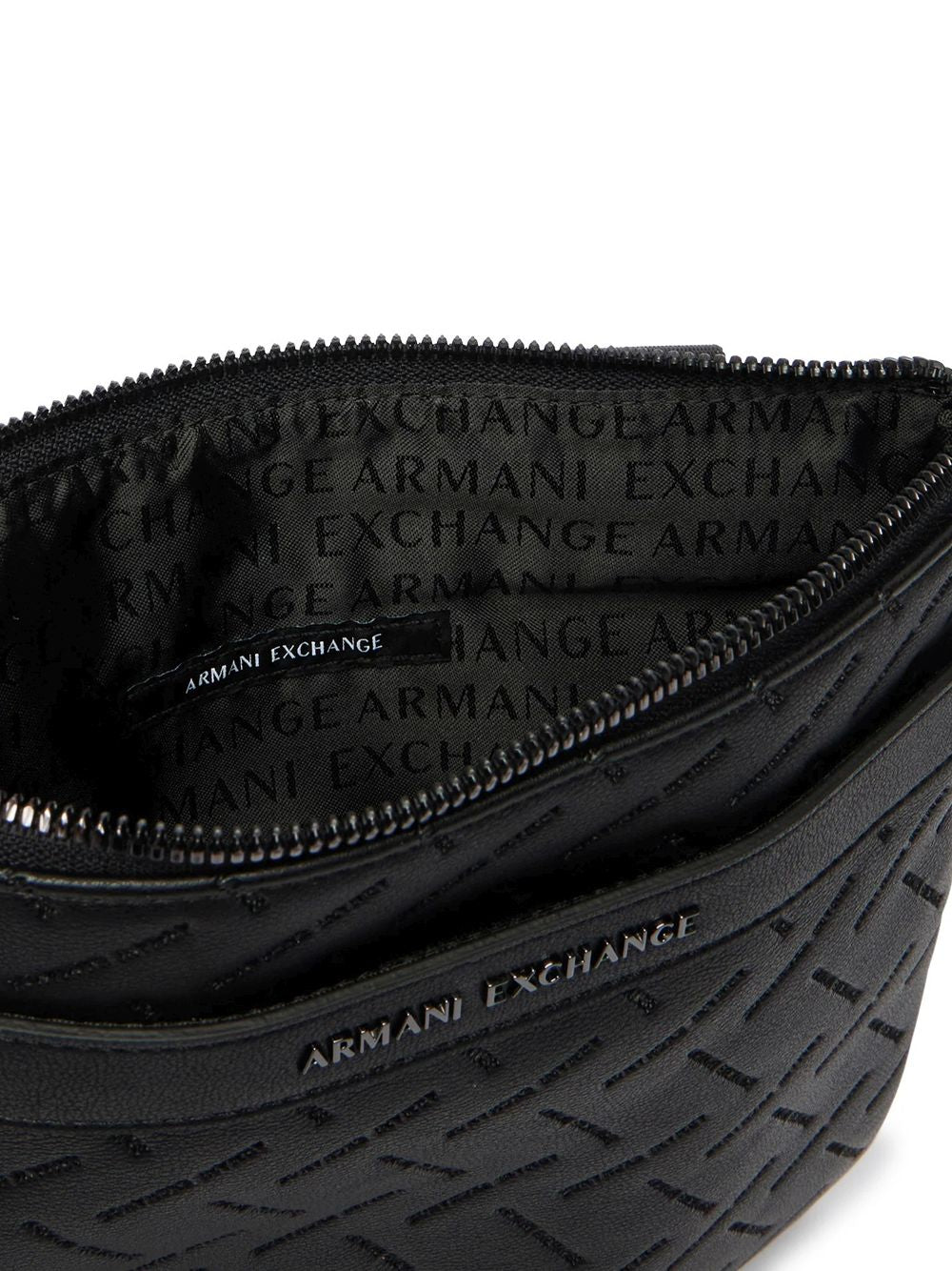 Borsa Tracolla Armani con motivo in rilievo e chiusura con zip Uomo - Nero