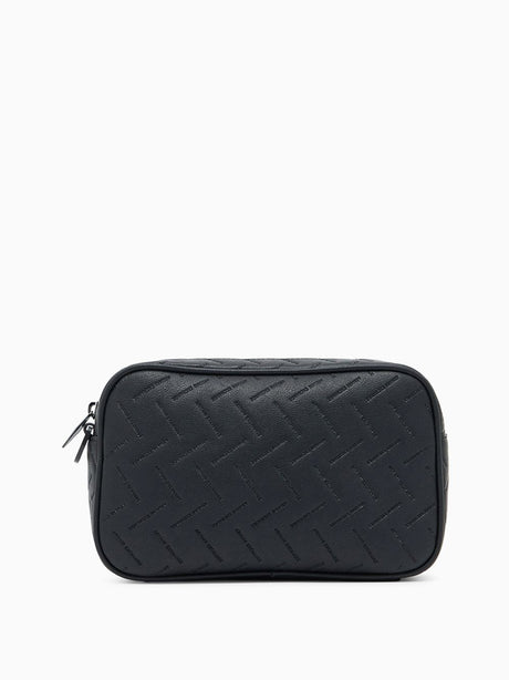 Beauty Case Armani con motivo in rilievo e chiusura con zip Uomo - Nero