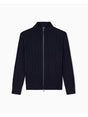 Cardigan Armani a coste in misto lana e cotone con zip Uomo - Navy
