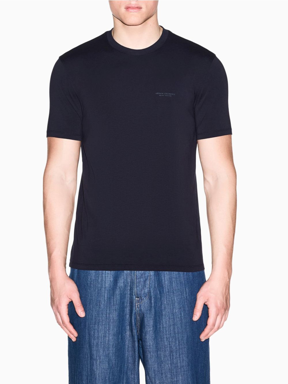 T-shirt Armani a taglio slim in jersey di cotone stretch Uomo - Navy