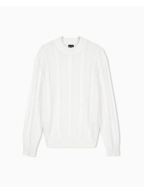Pullover Armani girocollo a trecce Uomo - Bianco