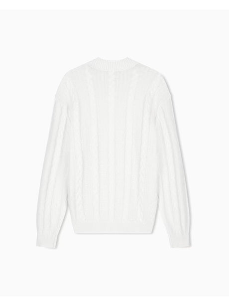 Pullover Armani girocollo a trecce Uomo - Bianco