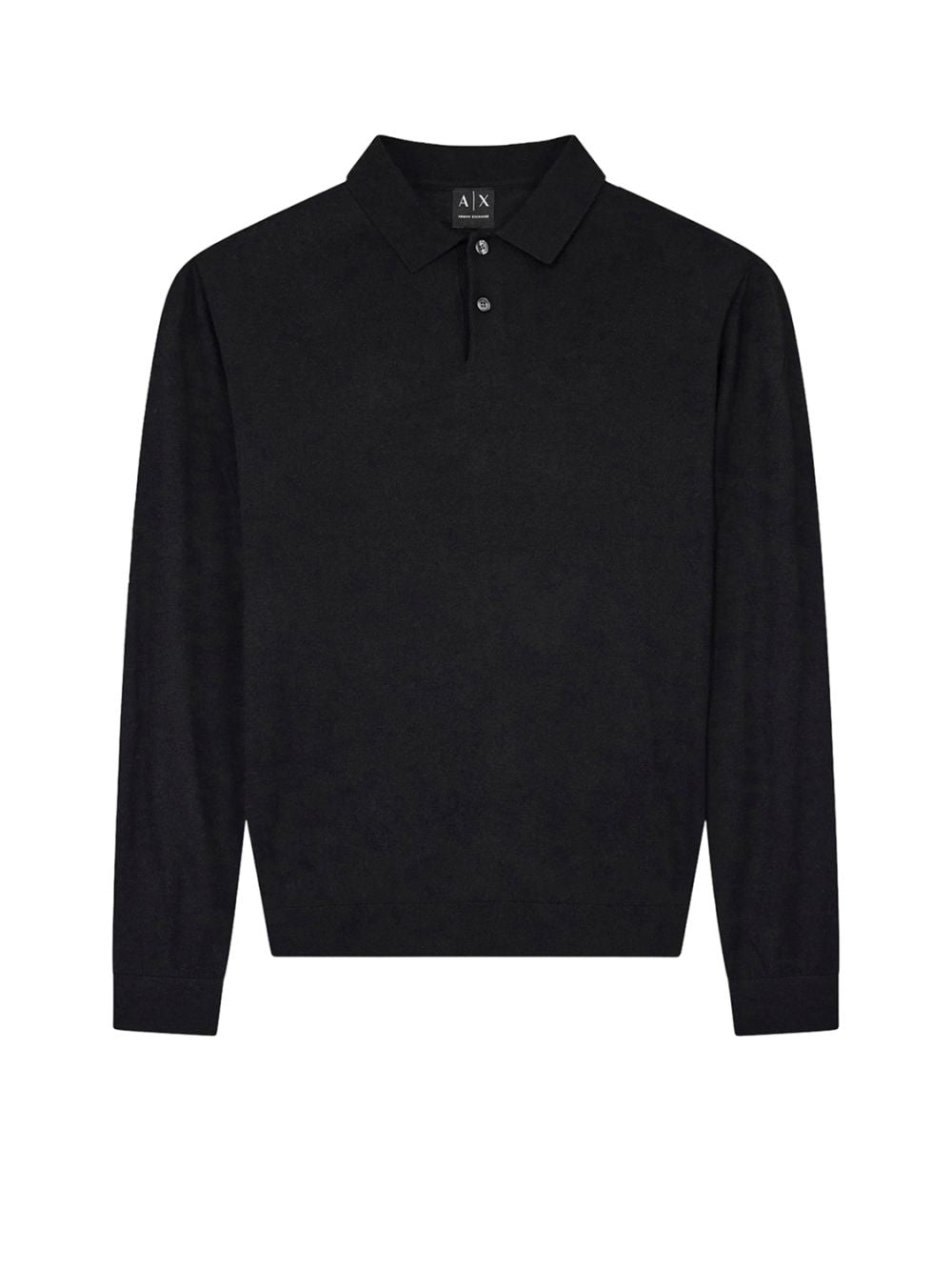 Polo Armani in maglia Crossover in lyocell e lana Uomo - Nero