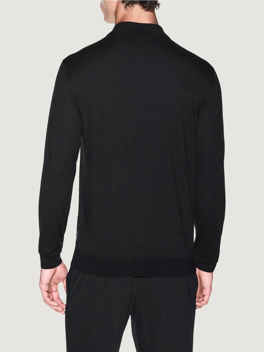 Polo Armani in maglia Crossover in lyocell e lana Uomo - Nero