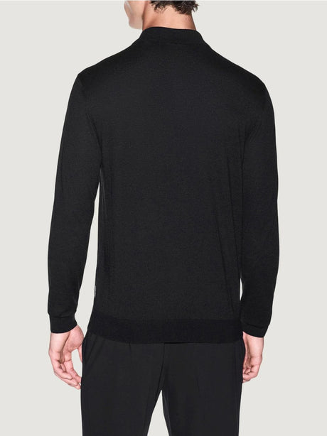 Polo Armani in maglia Crossover in lyocell e lana Uomo - Nero