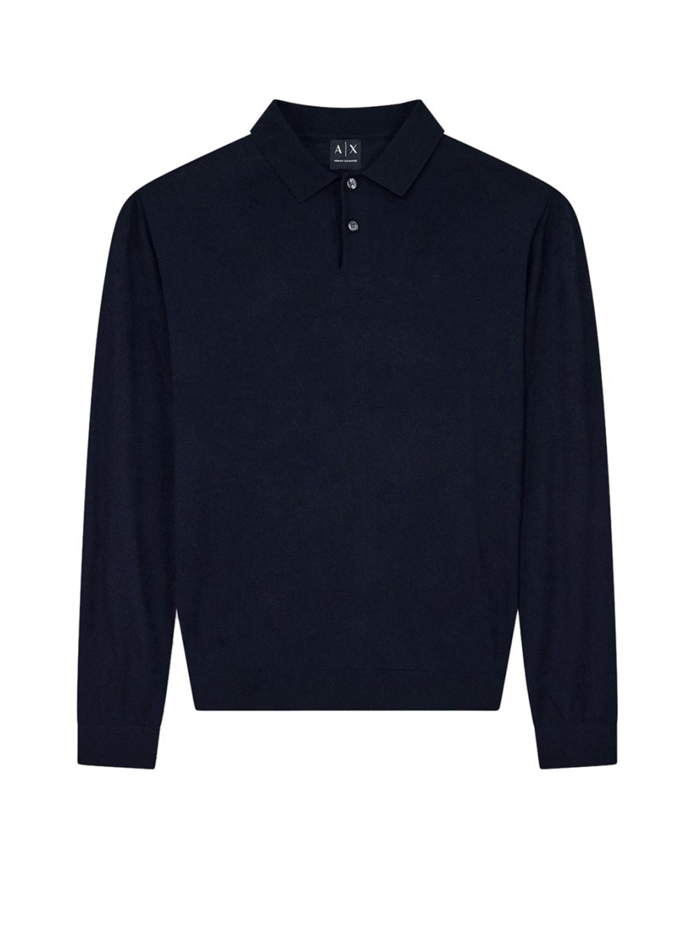 Polo Armani in maglia Crossover in lyocell e lana Uomo - Navy