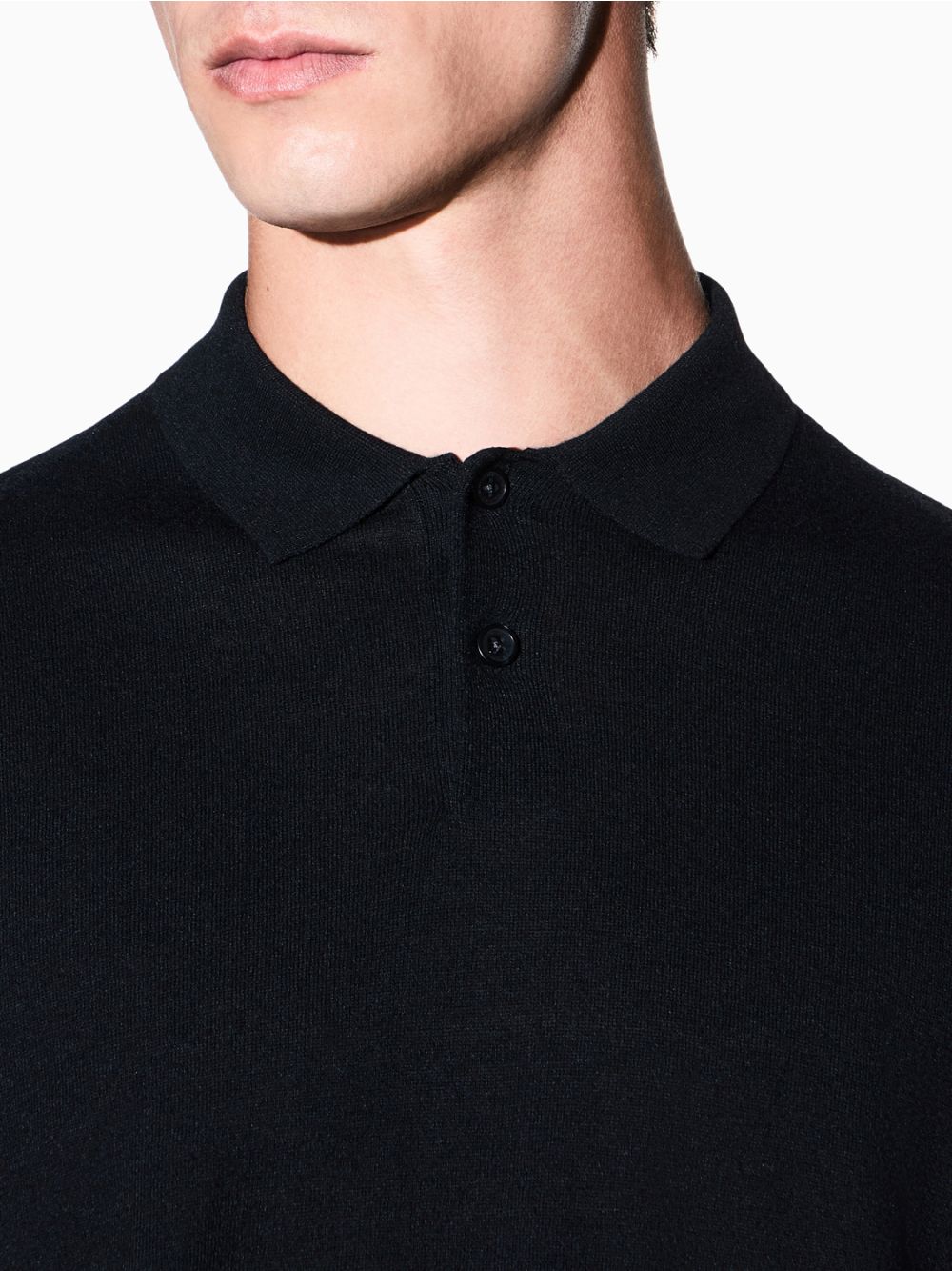 Polo Armani in maglia Crossover in lyocell e lana Uomo - Nero