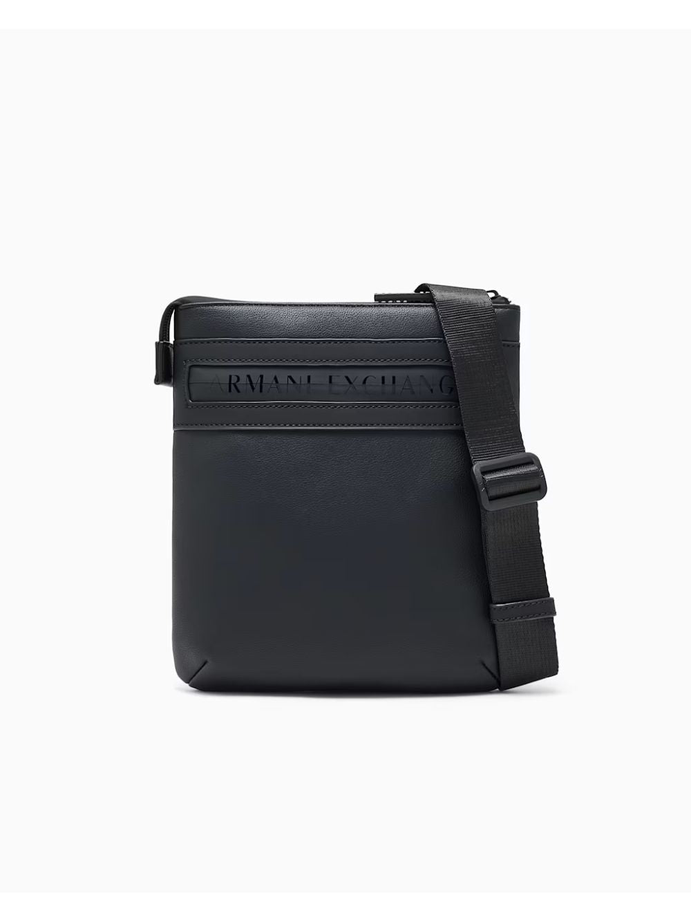 Borsa Tracolla Armani piatta in similpelle con logo in rilievo Uomo - Nero