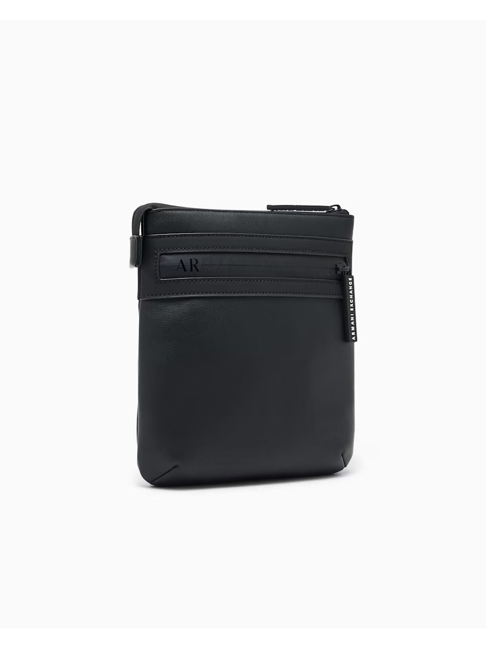 Borsa Tracolla Armani piatta in similpelle con logo in rilievo Uomo - Nero