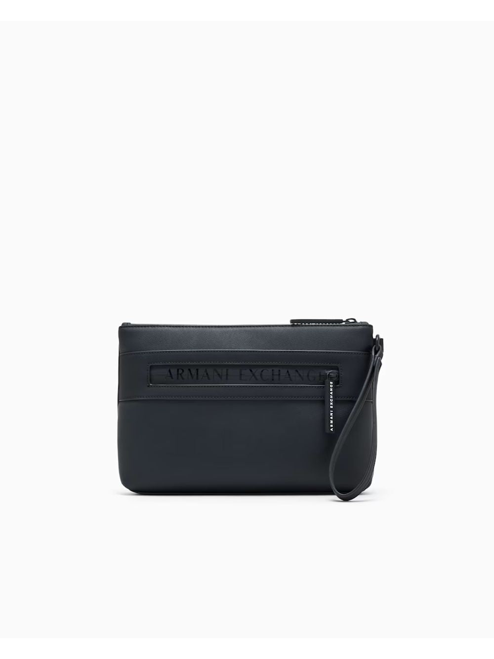 Borsa Pochette Armani in tessuto spalmato minimalista Uomo - Nero