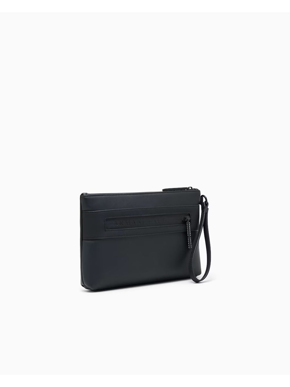 Borsa Pochette Armani in tessuto spalmato minimalista Uomo - Nero