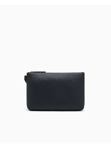 Borsa Pochette Armani in tessuto spalmato minimalista Uomo - Nero