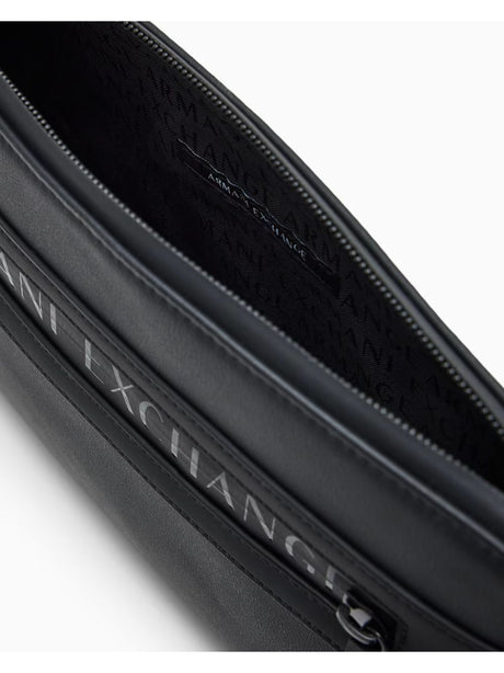 Borsa Pochette Armani in tessuto spalmato minimalista Uomo - Nero