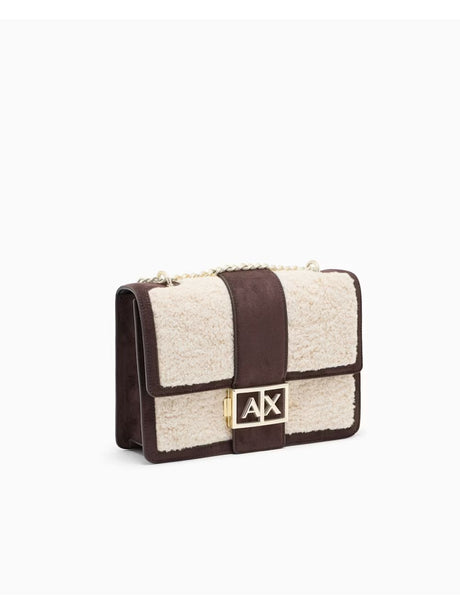 Borsa Armani messenger effetto pelliccia con catena Donna - Marrone
