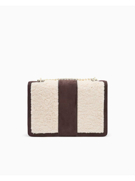 Borsa Armani messenger effetto pelliccia con catena Donna - Marrone