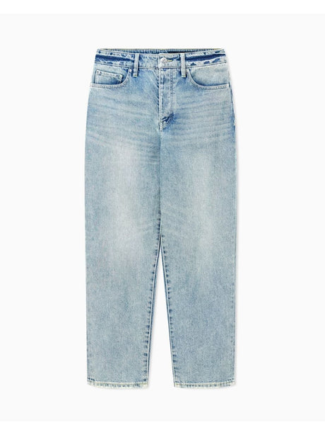 Jeans Armani a vita alta in denim con vestibilità carrot Icon Donna - Denim