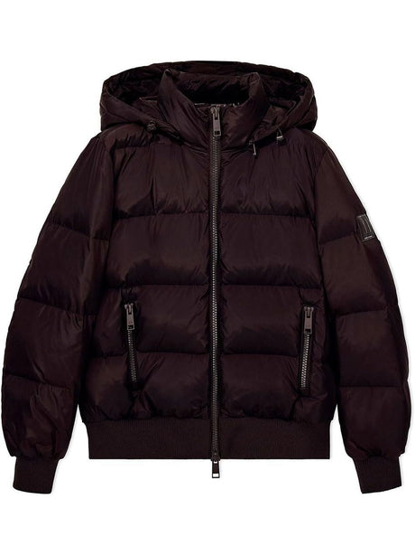 Piumino Armani trapuntato con cappuccio e finiture a costine Donna - Marrone
