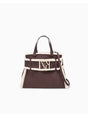 Borsa Armani scamosciata con profili effetto shearling Donna - Marrone