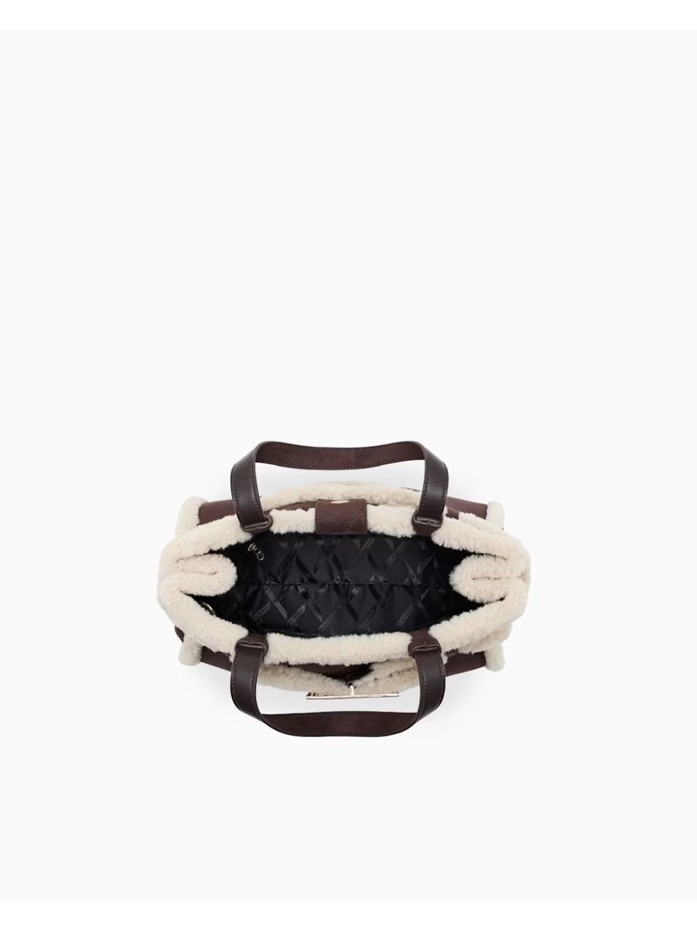 Borsa Armani scamosciata con profili effetto shearling Donna - Marrone