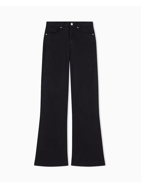 Jeans Armani cinque tasche flare a vita alta in cotone stretch Donna - Nero