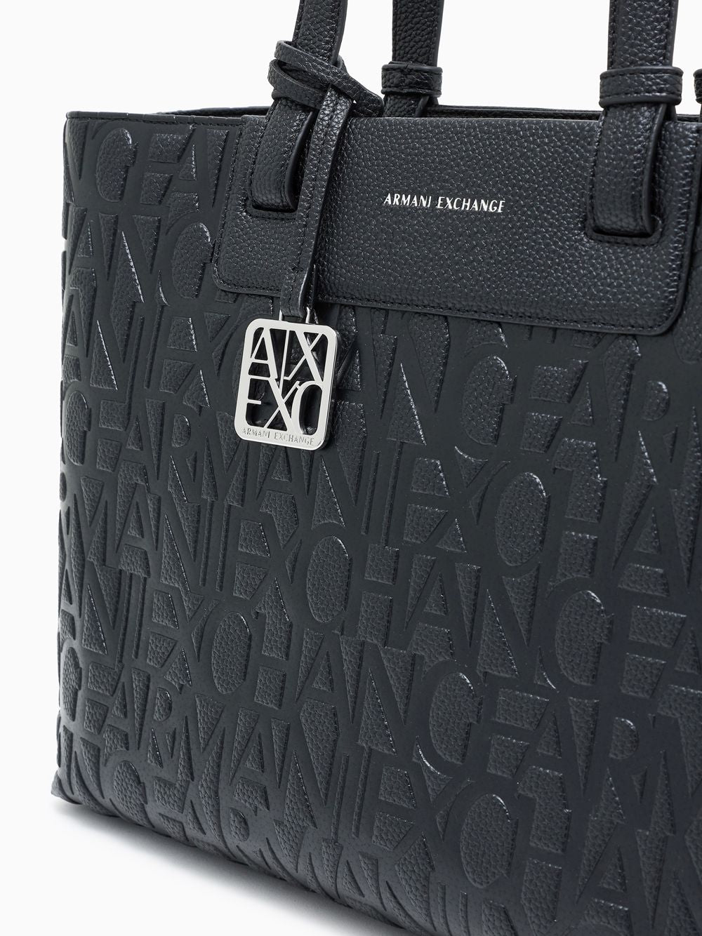 Borsa Armani con logo in rilievo e charm Donna - Nero