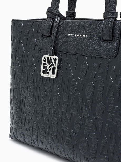 Borsa Armani con logo in rilievo e charm Donna - Nero