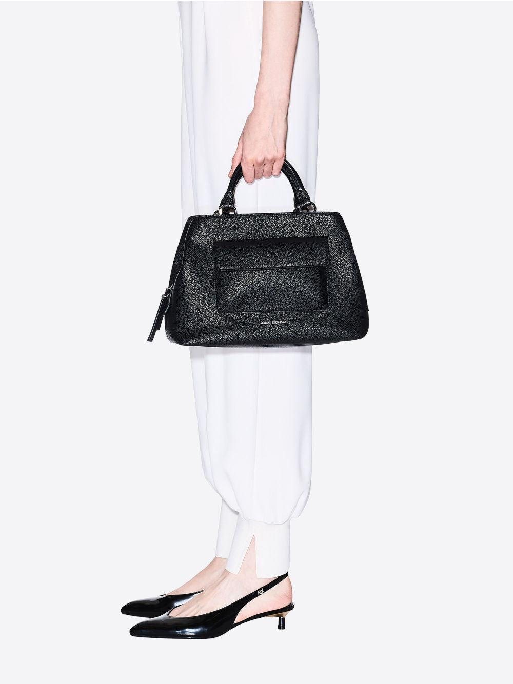 Borsa Armani a mano con tasca frontale a patta e chiusura con zip Donna - Nero