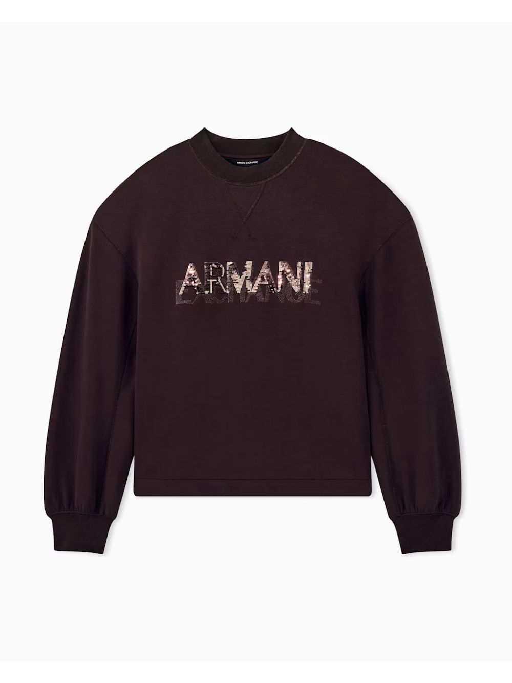 Felpa Armani regular fit in tessuto scuba di viscosa stretch Donna - Marrone