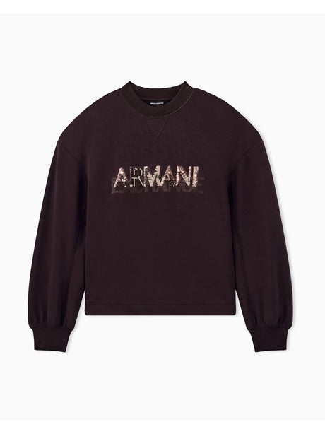Felpa Armani regular fit in tessuto scuba di viscosa stretch Donna - Marrone
