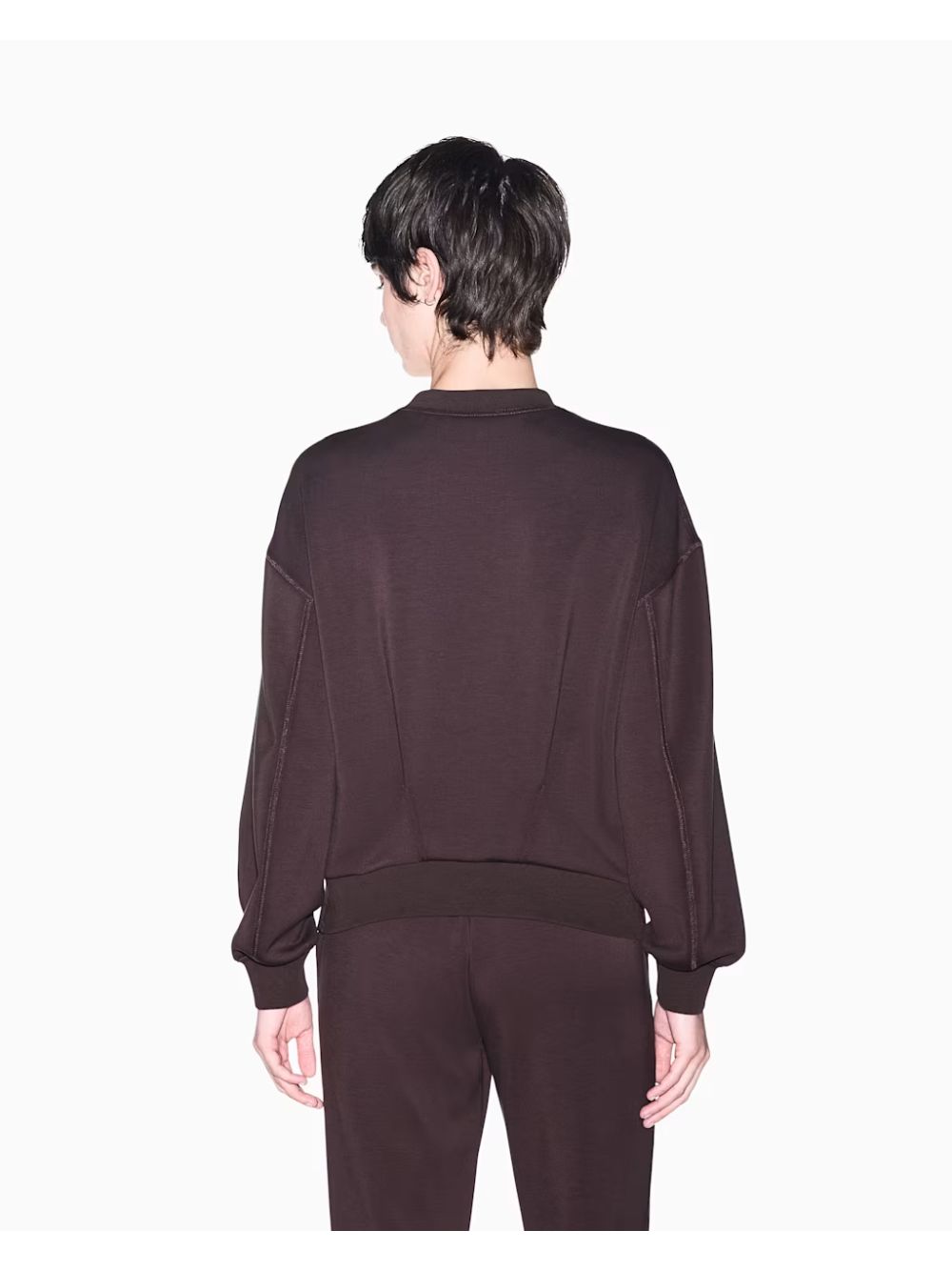 Felpa Armani regular fit in tessuto scuba di viscosa stretch Donna - Marrone