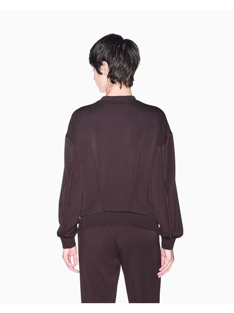 Felpa Armani regular fit in tessuto scuba di viscosa stretch Donna - Marrone
