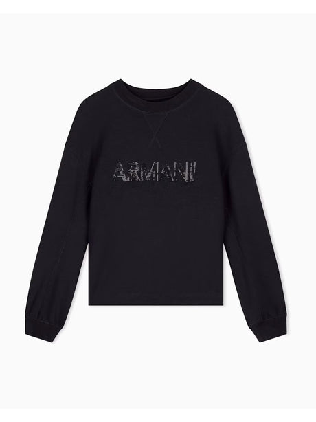Felpa Armani regular fit in tessuto scuba di viscosa stretch Donna - Nero