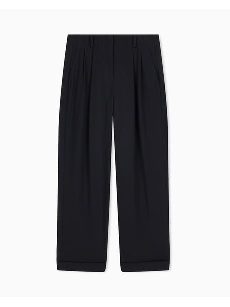 Pantalone Armani over in crepe riciclato con cintura Donna - Nero