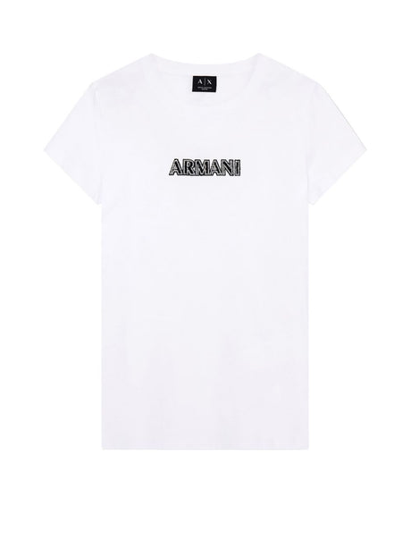 T-shirt Armani Up For Party slim fit in cotone con logo Donna - Bianco