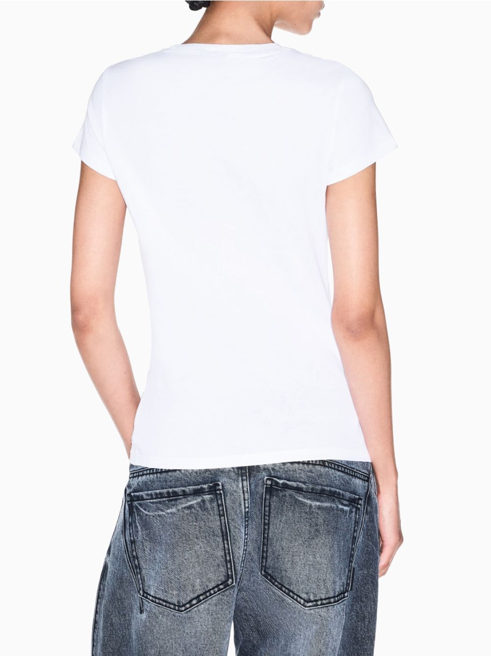 T-shirt Armani Up For Party slim fit in cotone con logo Donna - Bianco