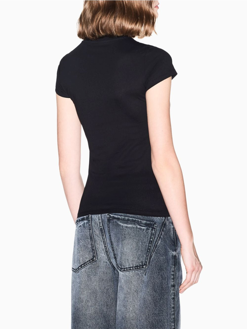 T-shirt Armani Up For Party slim fit in cotone con logo Donna - Nero