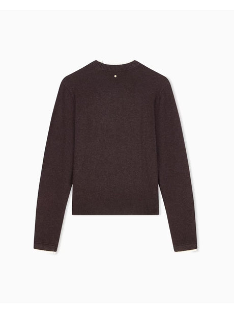 Pullover Armani regolare in maglia misto viscosa lana e cashmere Donna - Marrone