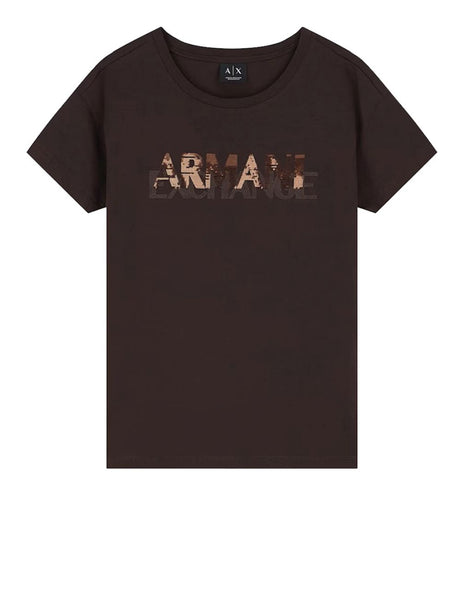 T-shirt Armani over in jersey di cotone Donna - Marrone