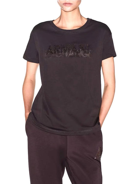 T-shirt Armani over in jersey di cotone Donna - Marrone