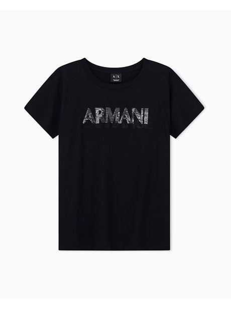 T-shirt Armani over in jersey di cotone Donna - Nero