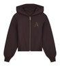 Felpa Armani con cappuccio e zip in tessuto scuba Donna - Marrone