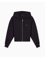 Felpa Armani con cappuccio e zip in tessuto scuba Donna - Nero
