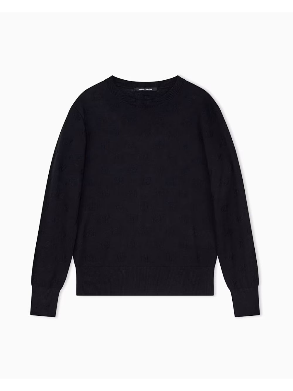 Pullover Armani girocollo in viscosa e cotone con motivo a rilievo Donna - Nero