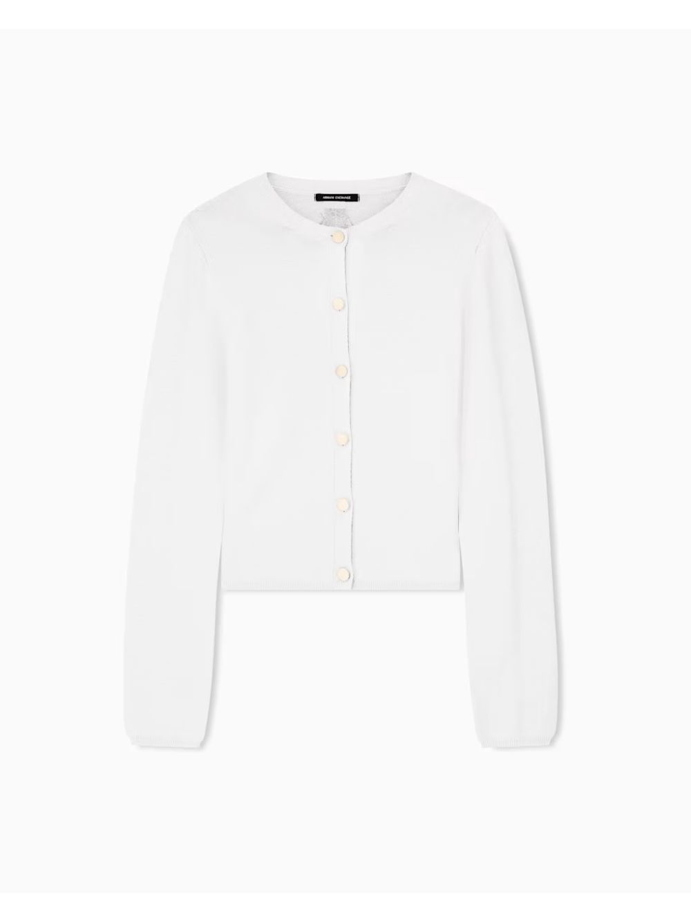 Cardigan Armani girocollo in viscosa riciclata con bottoni Donna - Bianco