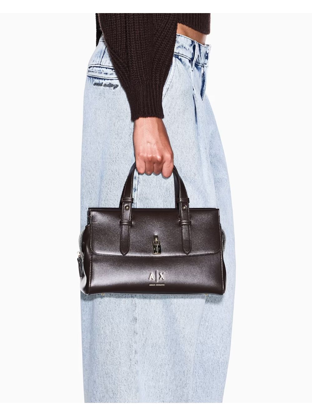 Borsa Armani con doppi manici e logo Donna - Marrone