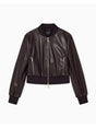 Giubbotto Armani in similpelle con zip e bordi a costine Donna - Marrone