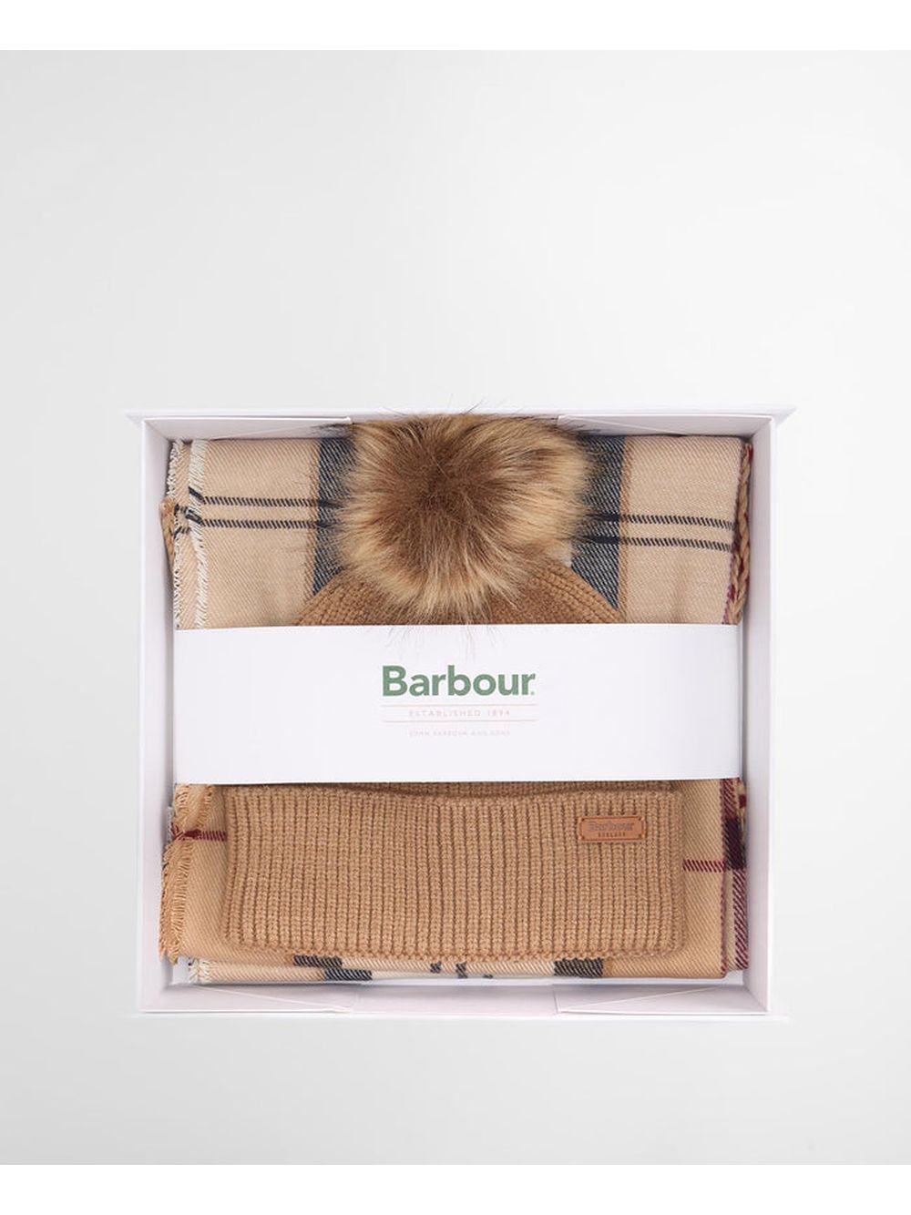 Set Barbour dover beanie & hales scarf Donna - Beige