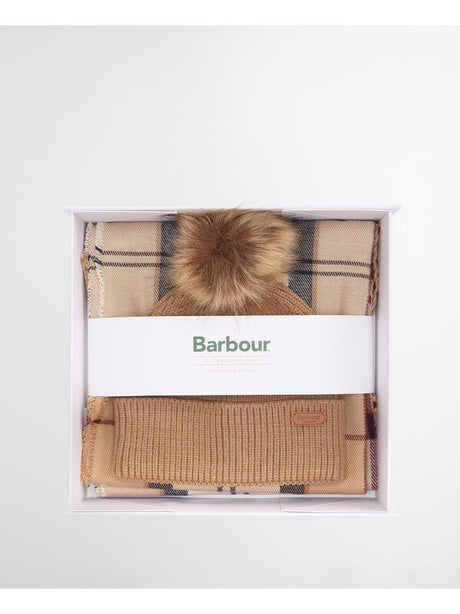 Set Barbour dover beanie & hales scarf Donna - Beige